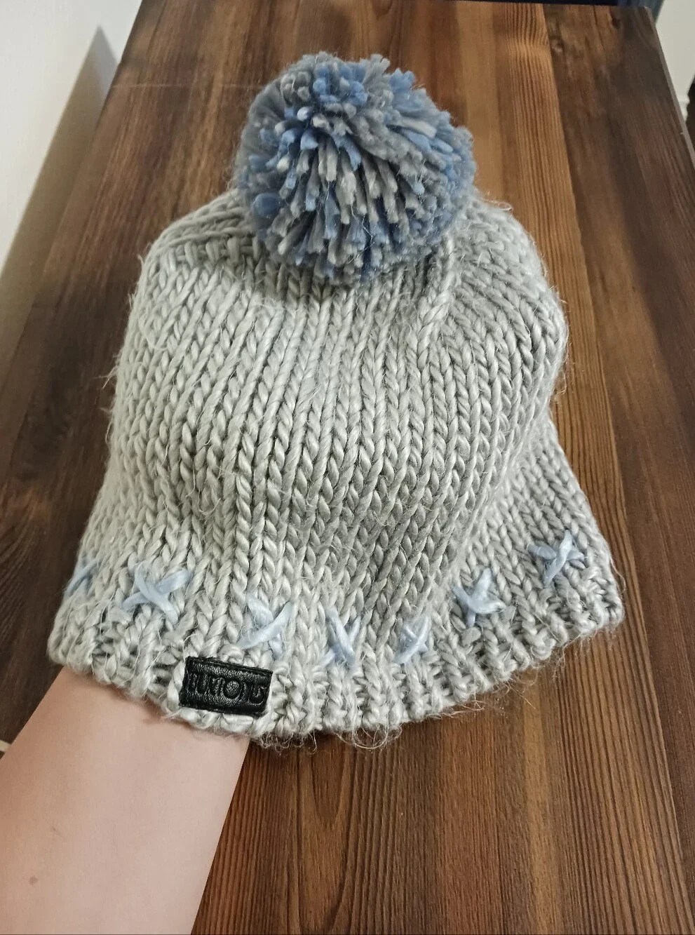 Burton Light Gray Knit Pom Beanie